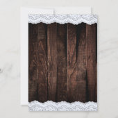Invitation Dentelle chic romantique et bois foncé rustique (Dos)
