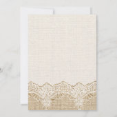 Invitation Dentelle & coeur sur burlap mariage couples douche (Dos)
