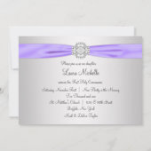 Invitation Dentelle Croix Filles Purple Première Communion (Dos)