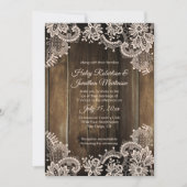 Invitation Dentelle d'antiquité rustique et Mariage en bois d (Devant)