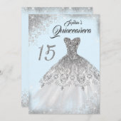 Invitation Dentelle d'argent clair Gown Diamond Quinceanera (Devant / Derrière)