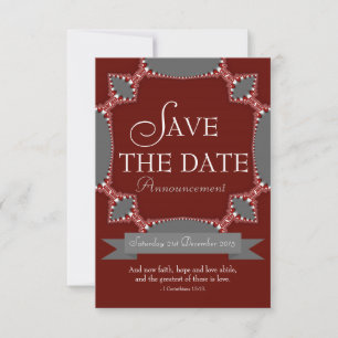 Invitation Dentelle d'argent rouge Enregistrer la date Annonc