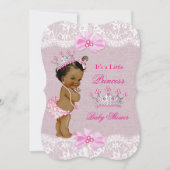 Invitation Dentelle de Baby shower de princesse ethnique rose (Devant)