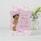 Invitation Dentelle de Baby shower de princesse ethnique rose (Debout devant)