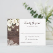 Invitation Dentelle de bois rustique Blanc Floral Mason jarre (Debout devant)