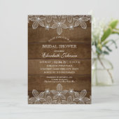 Invitation Dentelle de bois rustique Élégante Fête des mariée (Debout devant)