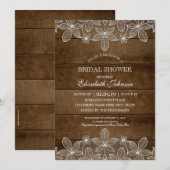 Invitation Dentelle de bois rustique Élégante Fête des mariée (Devant / Derrière)