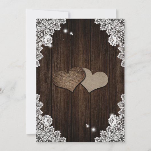 Invitation Dentelle de bois rustique violet et Mariage floral (Dos)