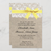 Invitation Dentelle de Burlap Russe Jaune (Devant / Derrière)