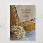 Invitation Dentelle de campagne et fleurs Fête des mariées de (Devant)