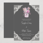 Invitation Dentelle de campagne & Mason Fleurs de jarre Maria (Devant / Derrière)