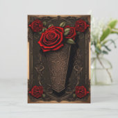 Invitation Dentelle de chocolat café et Mariage gothique Rose (Debout devant)