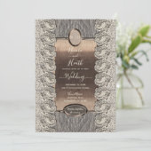 Invitation Dentelle de crème antique Gris Bois et Mariage en  (Debout devant)