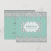 Invitation Dentelle de dépôt de lacets, bleu clair Aqua - Fêt (Devant / Derrière)
