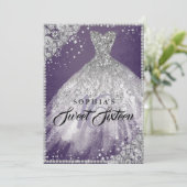 Invitation Dentelle de diamant étincelante gosse pourpre suet (Debout devant)