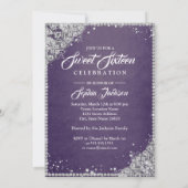 Invitation Dentelle de diamant étincelante gosse pourpre suet (Dos)