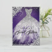 Invitation Dentelle de diamant étincelante gown violet argent (Debout devant)