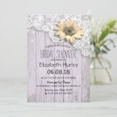 Invitation Dentelle de Fête des mariées Tournesol Bois et lam (Debout devant)