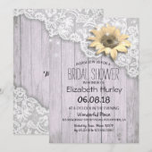 Invitation Dentelle de Fête des mariées Tournesol Bois et lam (Devant / Derrière)