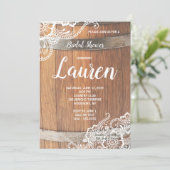 Invitation Dentelle de la bière Fête des mariées en bois rust (Debout devant)