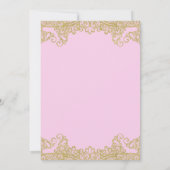Invitation Dentelle de Parties scintillant rose et or élégant (Dos)