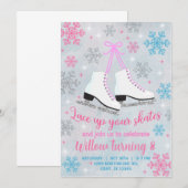 Invitation Dentelle de patinage de glace sur vos patins fille (Devant / Derrière)