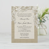 Invitation Dentelle de pays vintage conception et Burlap (Debout devant)