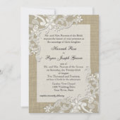 Invitation Dentelle de pays vintage conception et Burlap (Devant)
