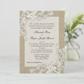 Invitation Dentelle de pays vintage conception et Burlap (Debout devant)