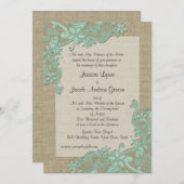 Invitation Dentelle de pays vintage Design vert (Devant / Derrière)