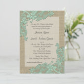 Invitation Dentelle de pays vintage Design vert (Debout devant)