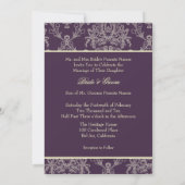 Invitation Dentelle de prune/crème d'ivoire (Dos)