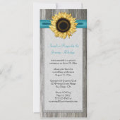 Invitation Dentelle de ruban Turquoise de tournesol en bois r (Devant)