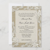 Invitation Dentelle de style vintage et Burlap (Devant)