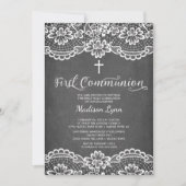 Invitation Dentelle de tableau Chalkboard première communion  (Devant)
