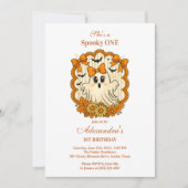 Invitation Dentelle de tournesol Fantôme Halloween 1er annive (Devant)