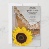 Invitation Dentelle de tournesol rustique Pays Mariage de gra (Devant)