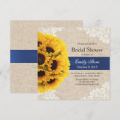 Invitation Dentelle de tournesols et Fête de la mariée (Devant / Derrière)