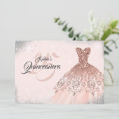 Invitation Dentelle d'étincelle en or rose Quinceanera (Debout devant)
