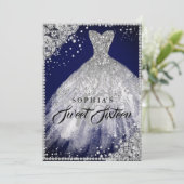 Invitation Dentelle diamant étincelle Gown Marine Silver Swee (Debout devant)