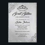 Invitation Dentelle diamant Étincelle Sweet sixteen en argent<br><div class="desc">Invitations de Sweet sixteen plus élégantes dans le Little Bayleigh Store</div>