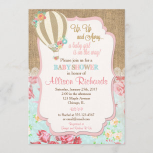 Invitation Dentelle d'invitation baby shower de ballon à chau