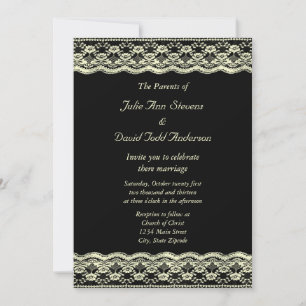 Invitation Dentelle d'ivoire sur le Mariage noir