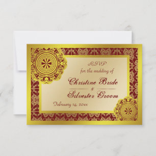 Invitation Dentelle d'or arabesque, 3,5 po x 5 po rsvp de mar