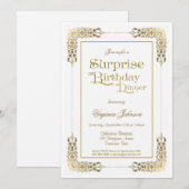 Invitation Dentelle d'or Ornat Surprise Anniversaire Dîner (Devant / Derrière)
