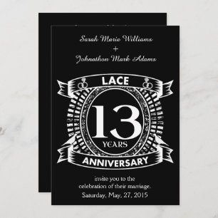 Invitation Dentelle du 13e anniversaire du mariage