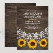 Invitation Dentelle du 25e anniversaire du Mariage des tourne (Devant / Derrière)