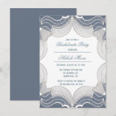 Invitation Dentelle Élégante Sur Bleu Mariage Bachelorette Pa (Devant / Derrière)