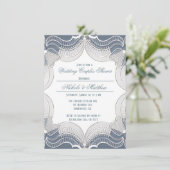 Invitation Dentelle Élégante Sur Mariage bleu Couples Douche (Debout devant)