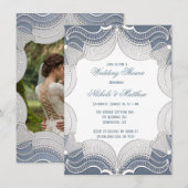 Invitation Dentelle Élégante Sur Wedding shower Bleu Gradient (Devant / Derrière)